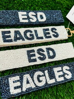 Fan Glam Beaded Wristlet Navy with White EAGLES