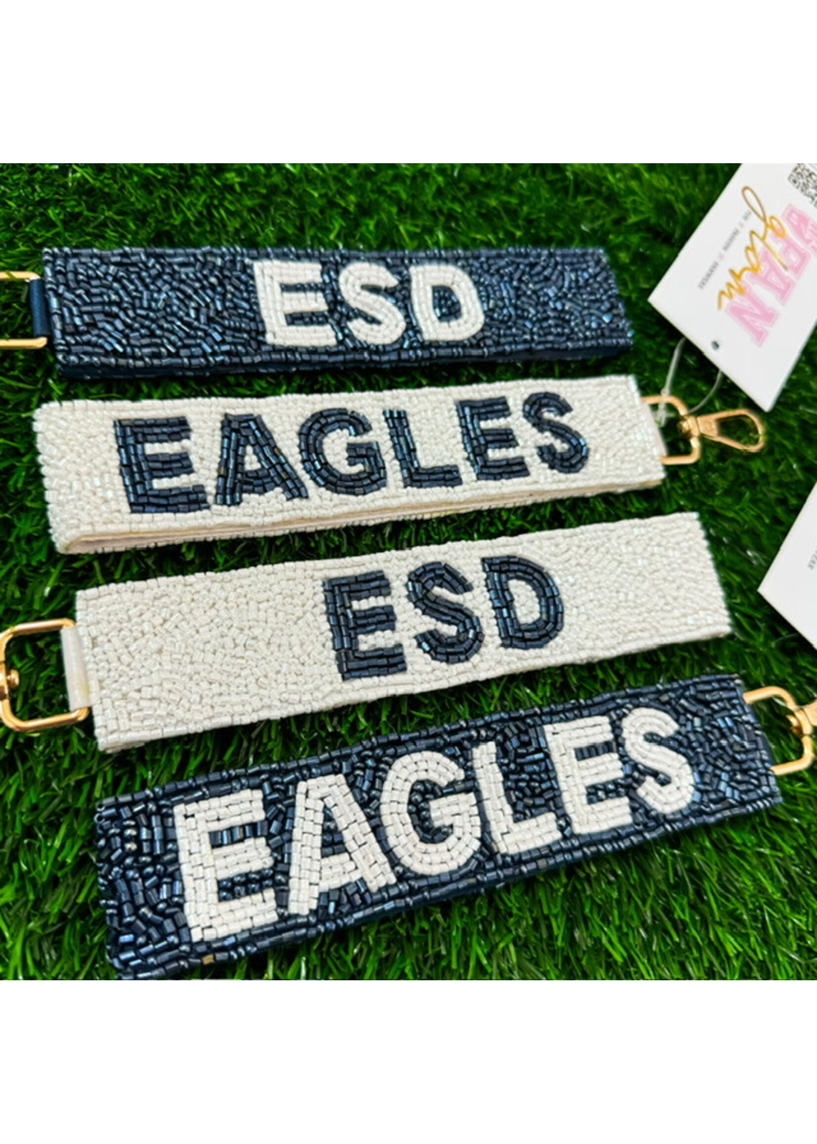 Fan Glam Beaded Wristlet Navy with White EAGLES