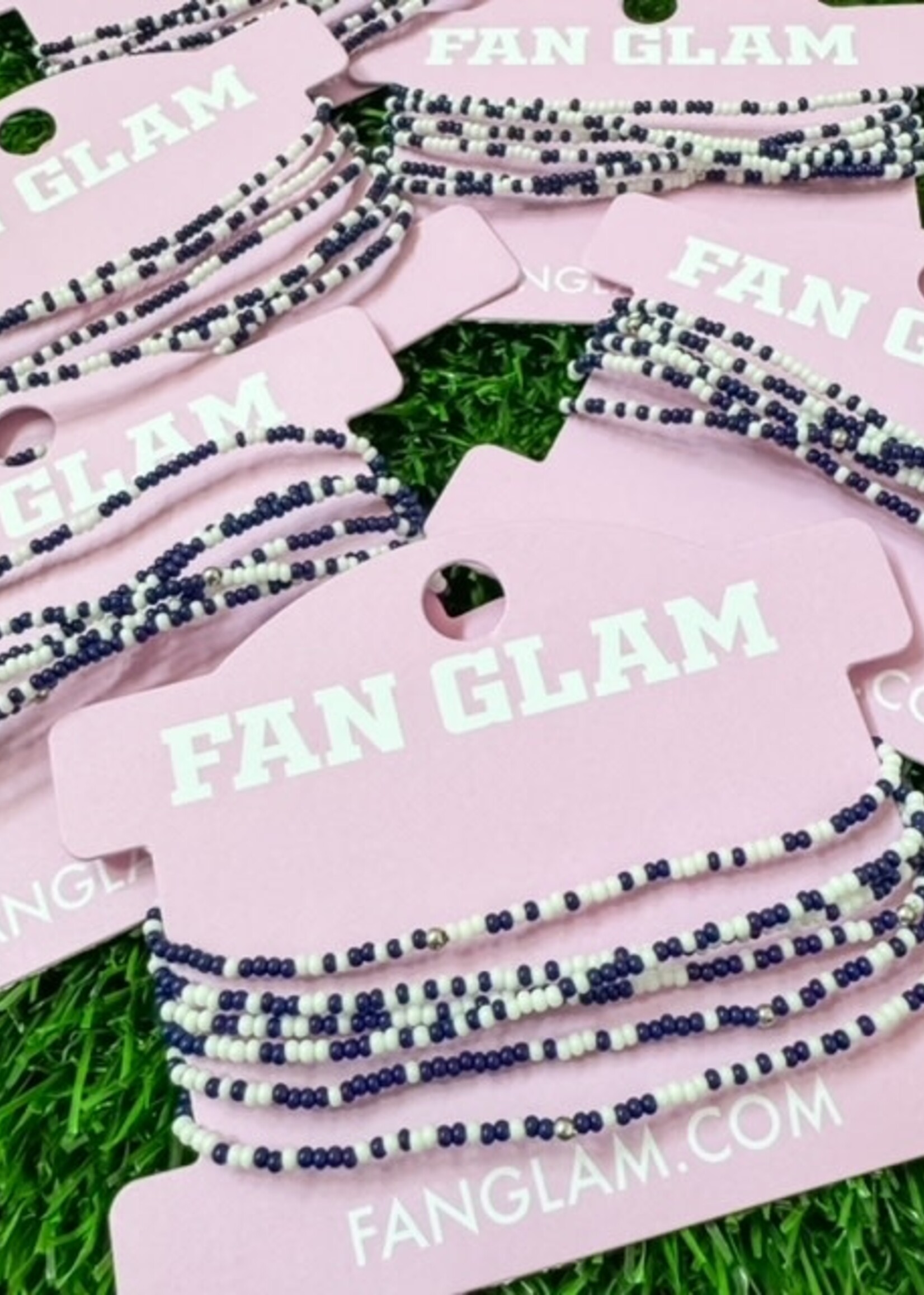 Fan Glam Stack of 6 Stretchy Bracelets Navy White