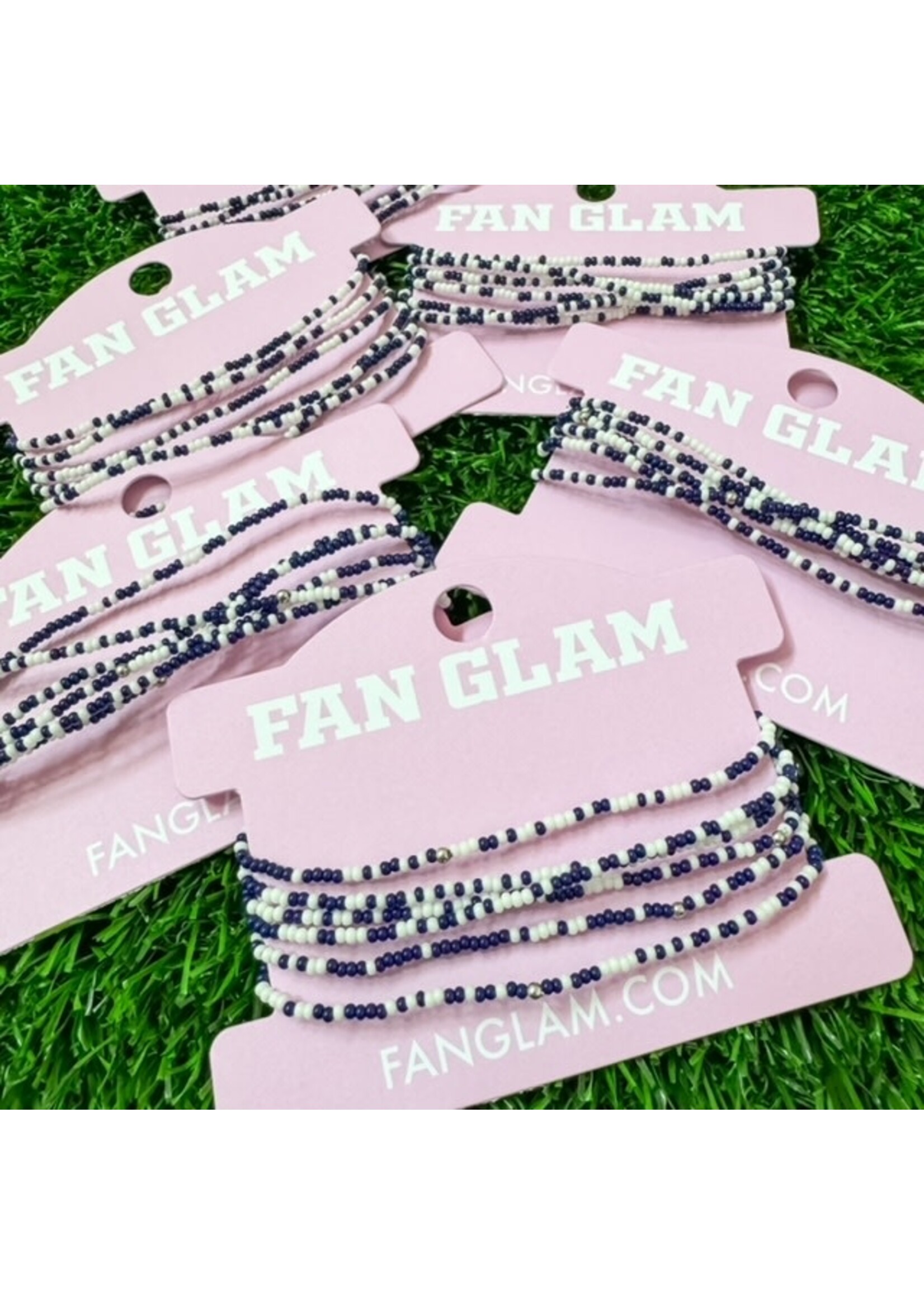 Fan Glam Stack of 6 Stretchy Bracelets Navy White