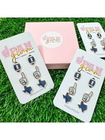 Fan Glam Game Day Enamel Set 3 Football/Foam Finger/Helmet