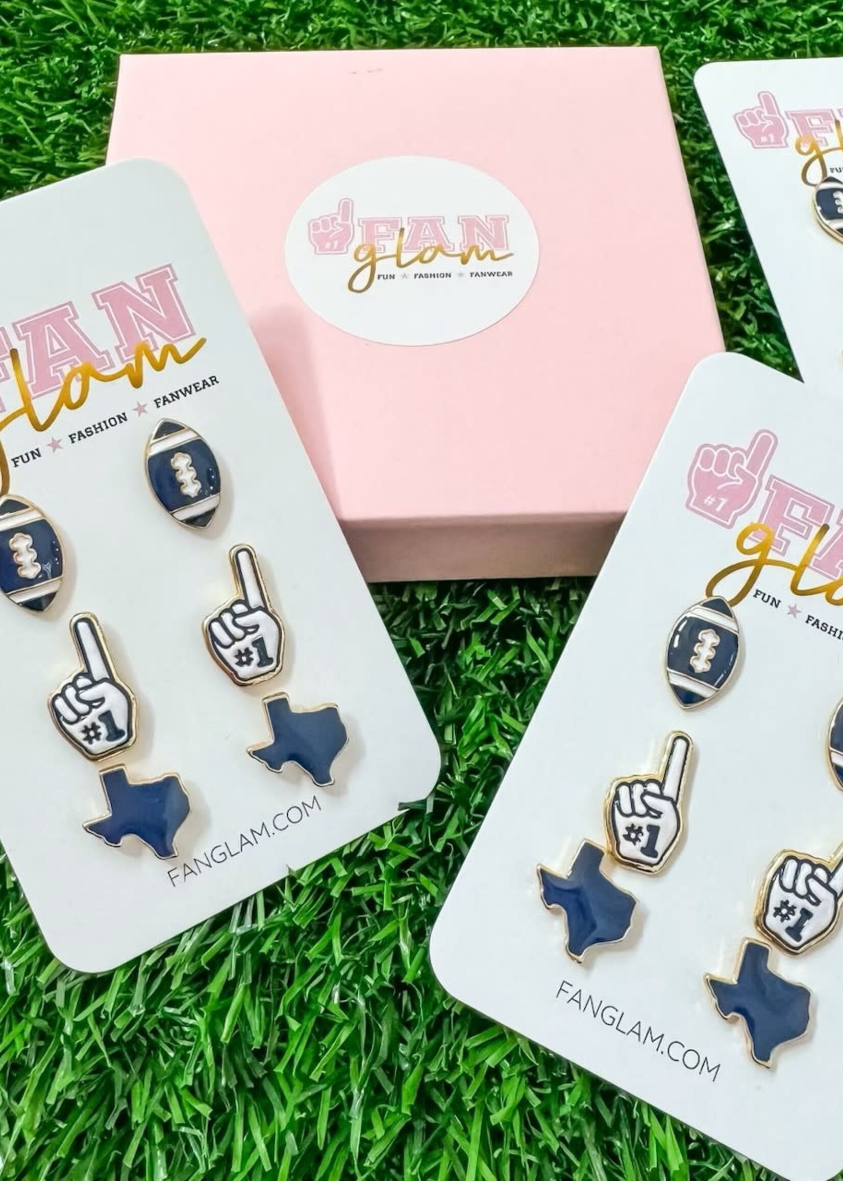 Fan Glam Game Day Enamel Set 3 Football/Foam Finger/Helmet