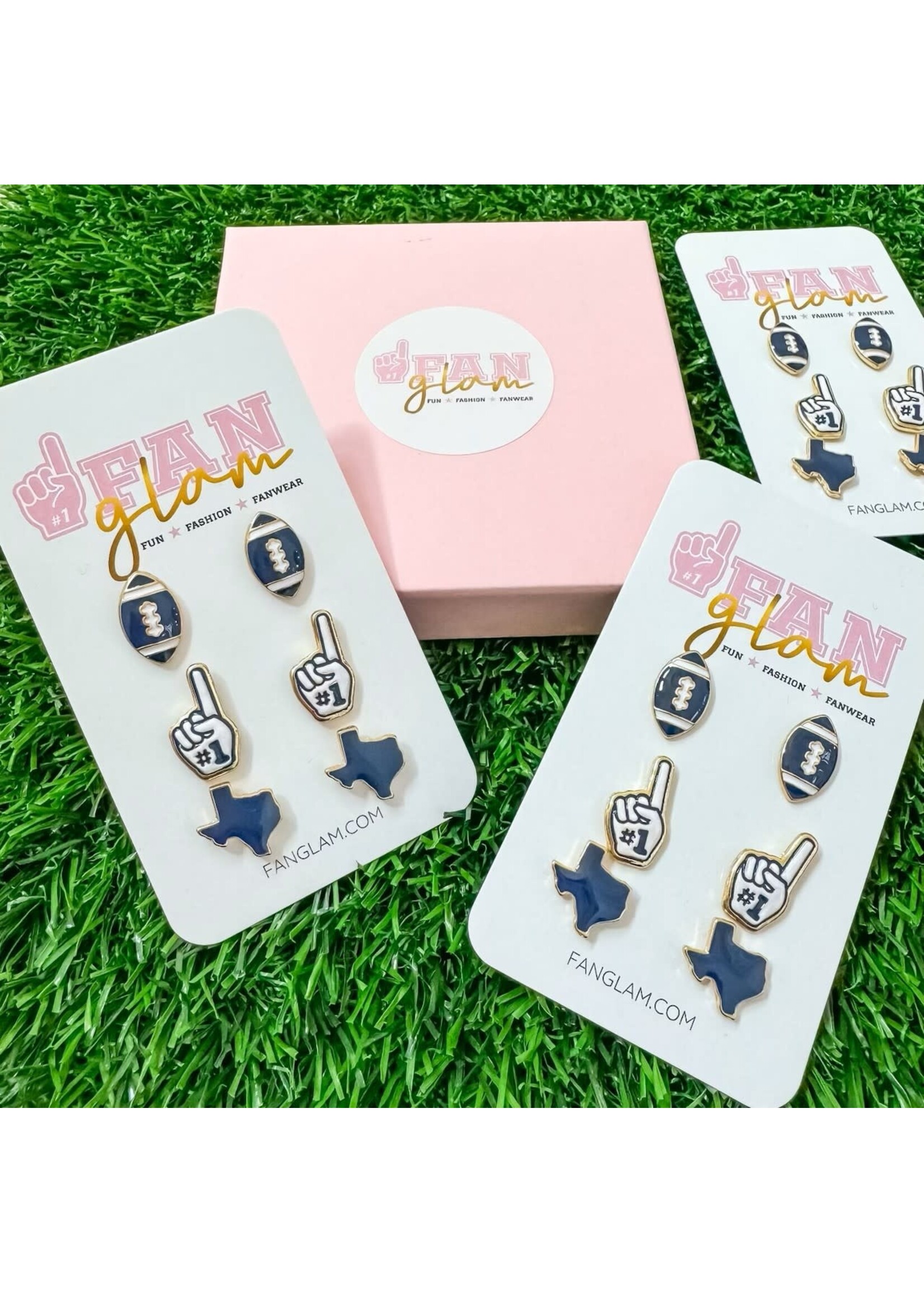 Fan Glam Game Day Enamel Set 3 Football/Foam Finger/Helmet