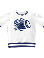 Azarhia AZARHIA Sequin Megaphone Top White with Navy