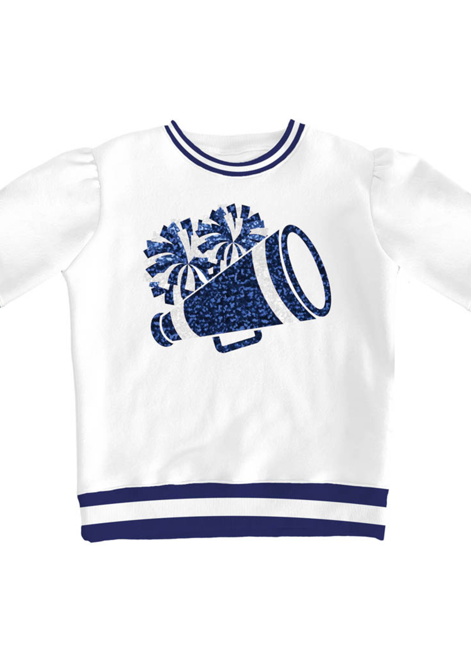 Azarhia AZARHIA Sequin Megaphone Top White with Navy