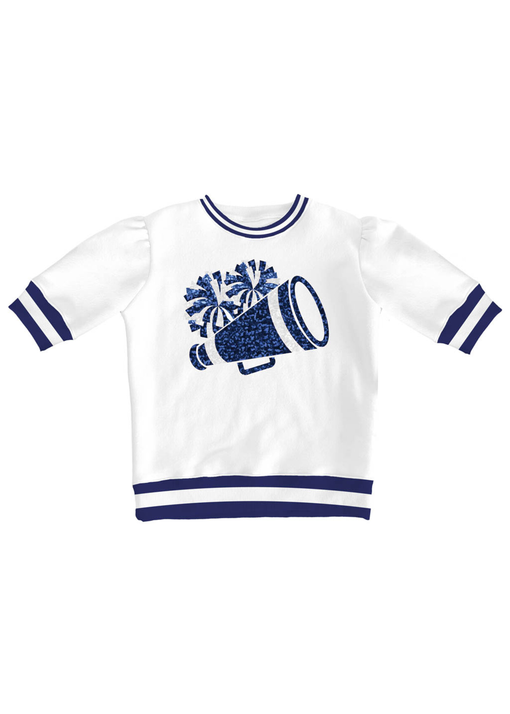 Azarhia AZARHIA Sequin Megaphone Top White with Navy