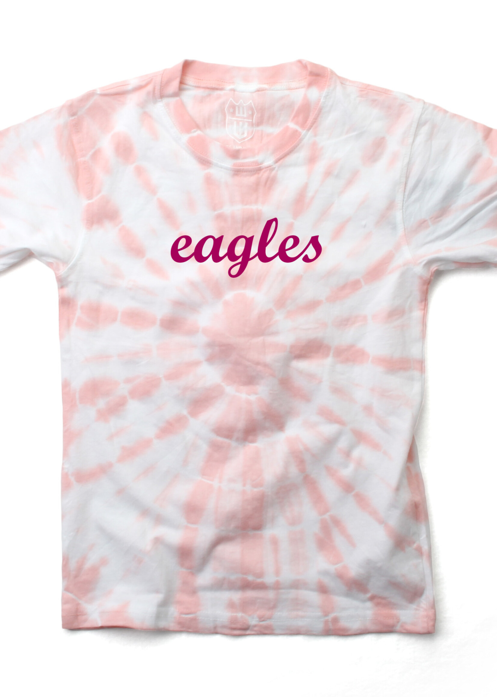 Wes and Willy Pink Tie Dye Tee with Script Eagles