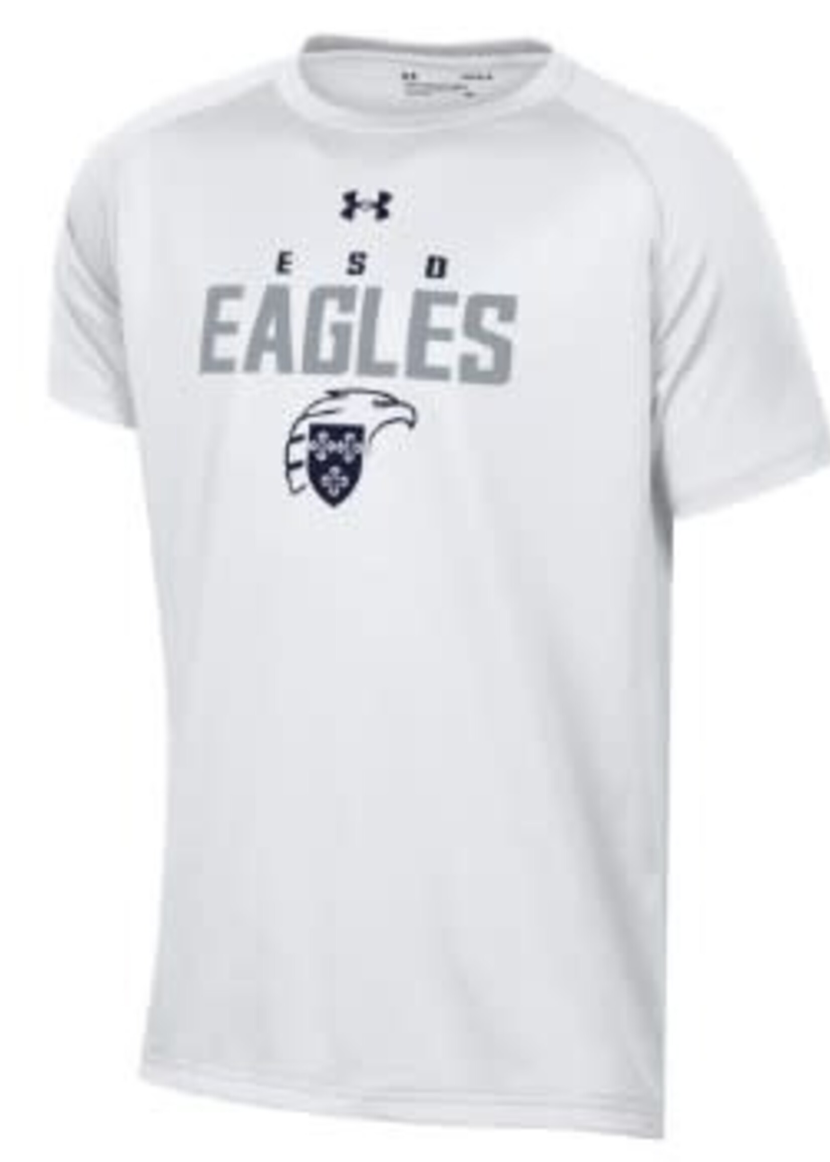 GFS U-A Tech Tee White with Gray EAGLES and Eagle Shield