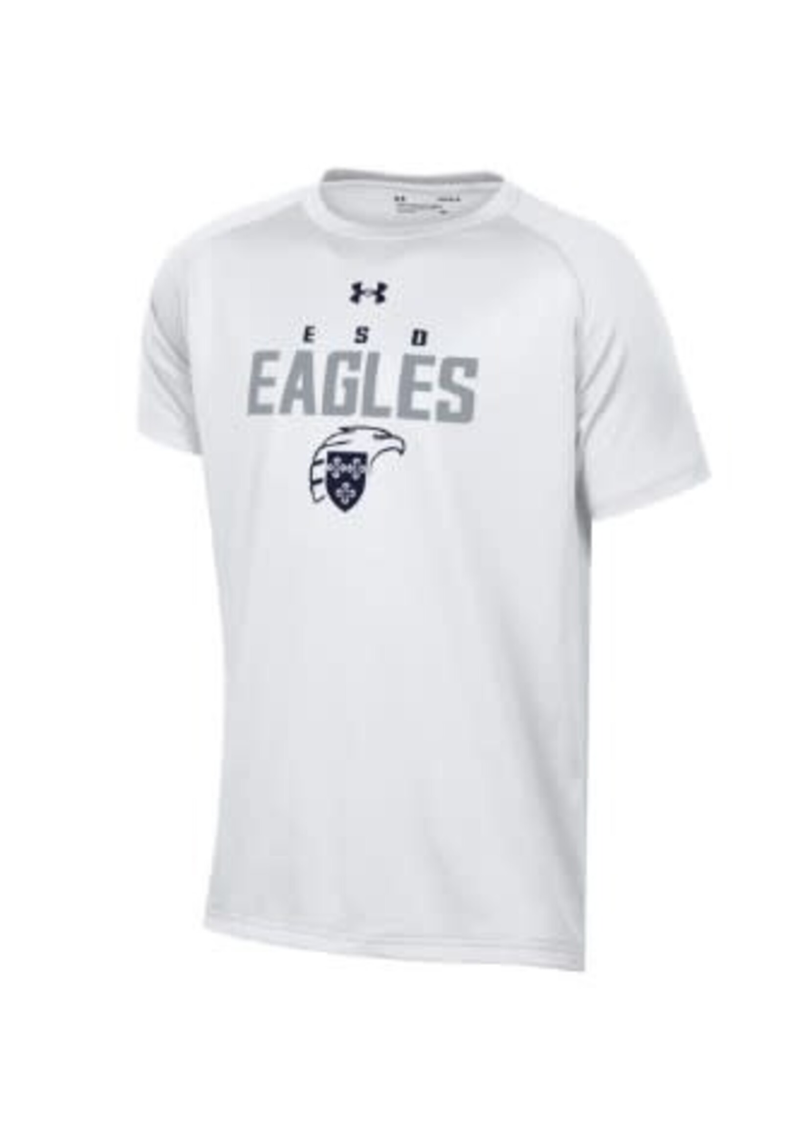 GFS U-A Tech Tee White with Gray EAGLES and Eagle Shield