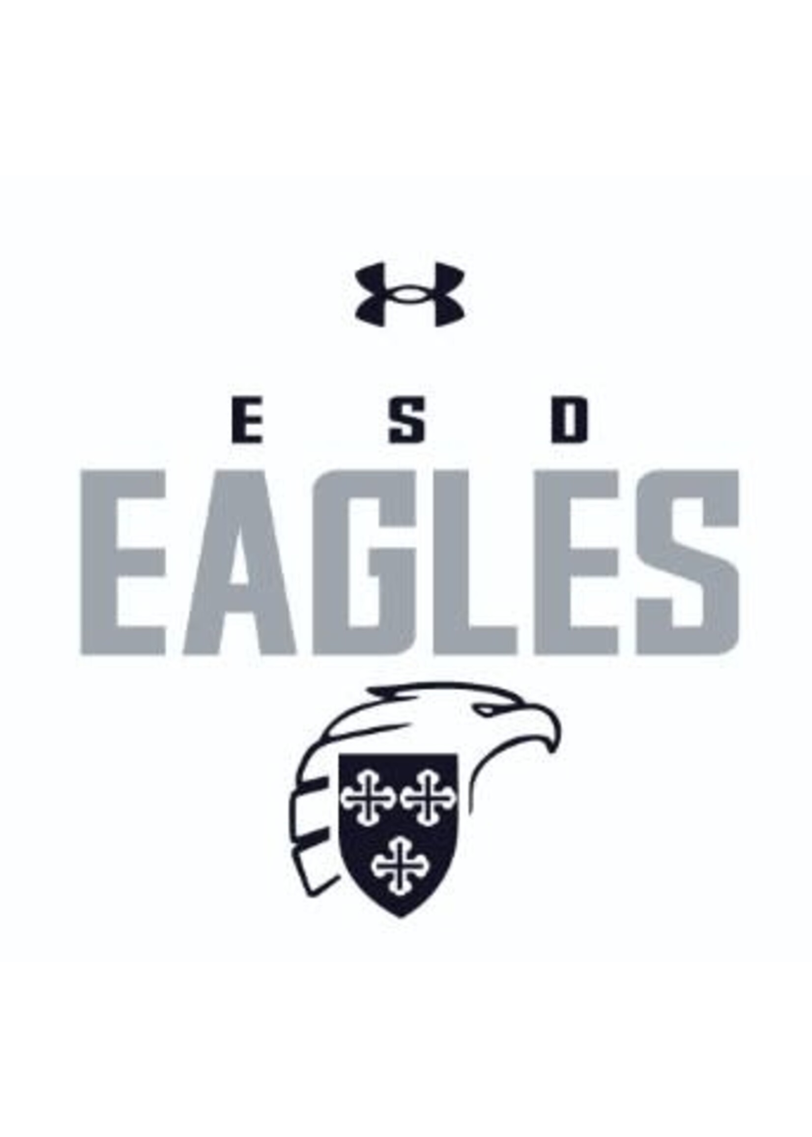 GFS U-A Tech Tee White with Gray EAGLES and Eagle Shield
