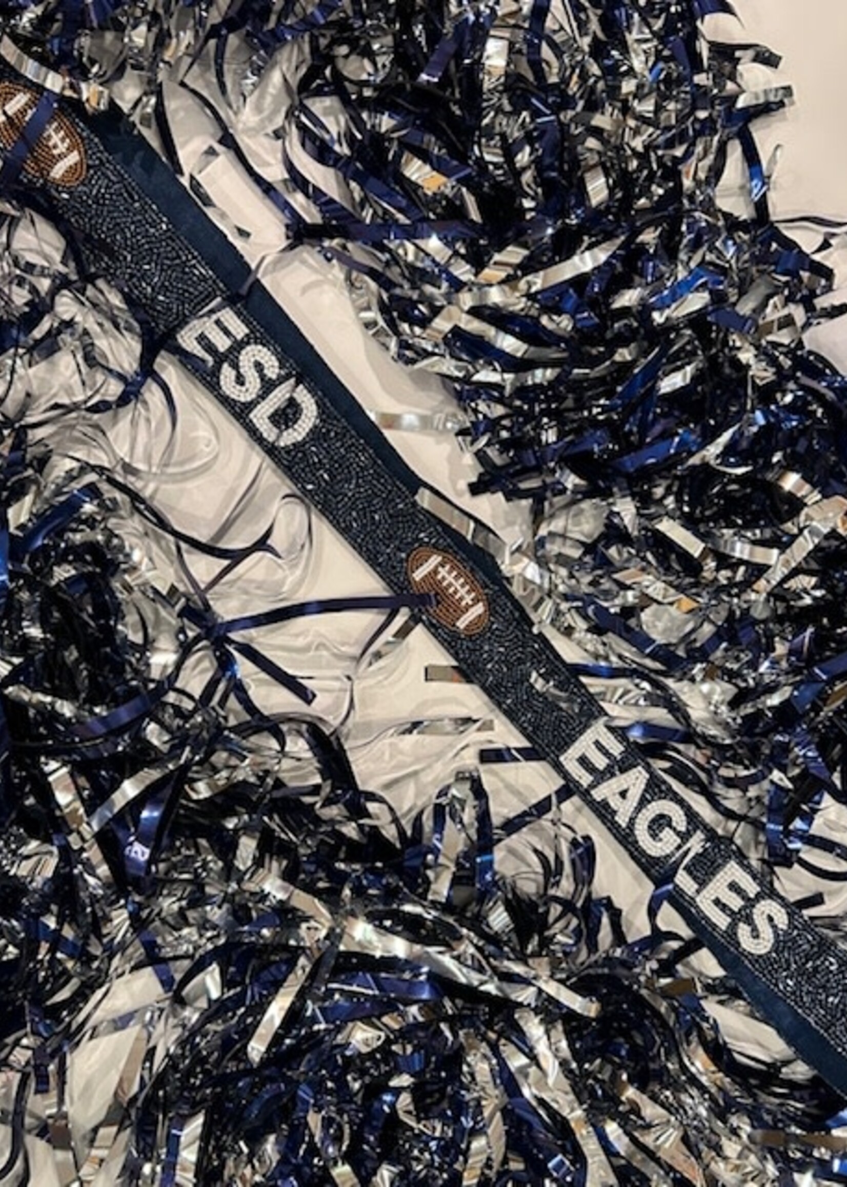 Fan Glam Beaded Bag Strap Navy with Football