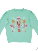 AZARHIA Holly Sweatshirt Dk Mint Sequin Nutcracker Ballerinas
