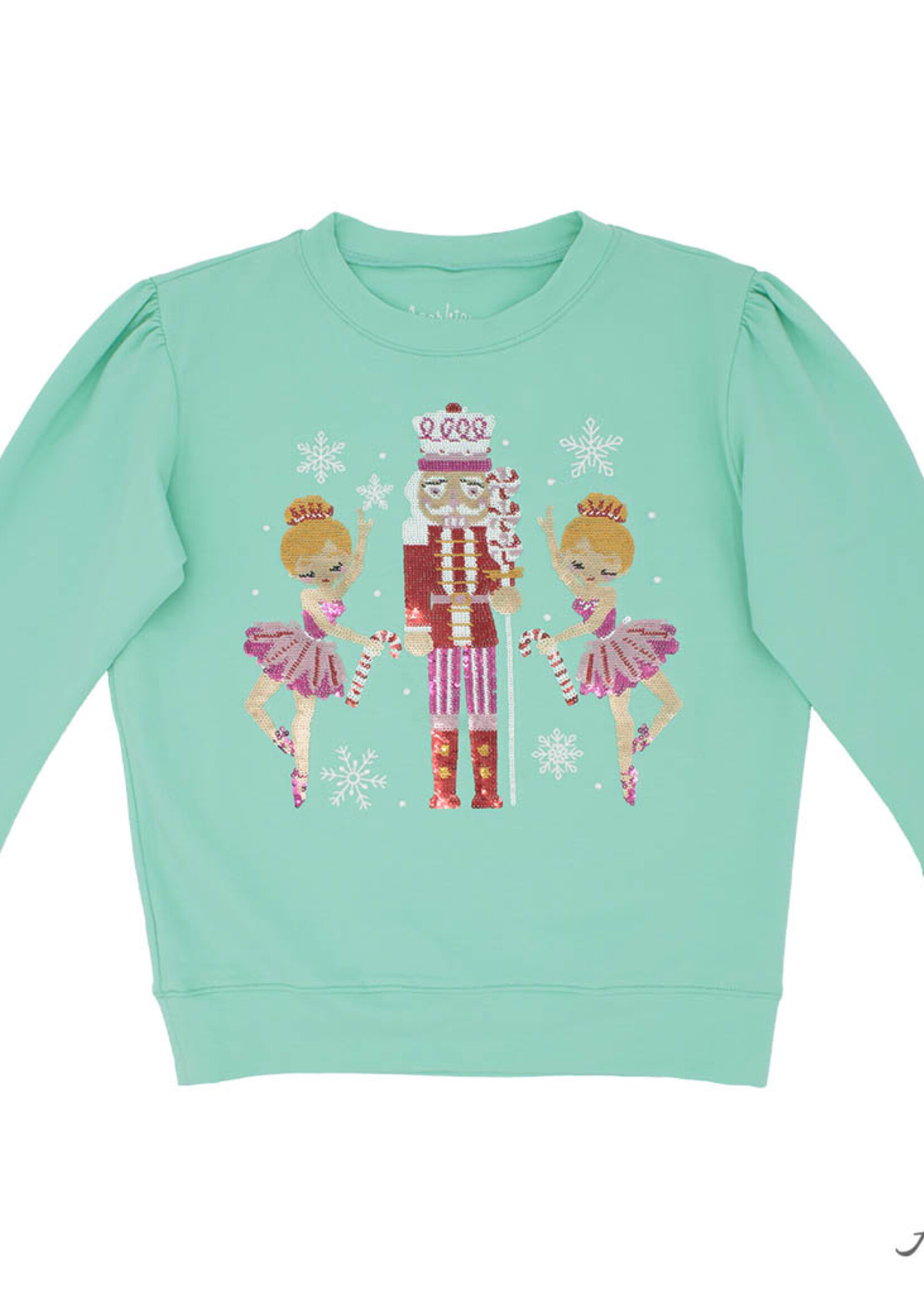 AZARHIA Holly Sweatshirt Dk Mint Sequin Nutcracker Ballerinas