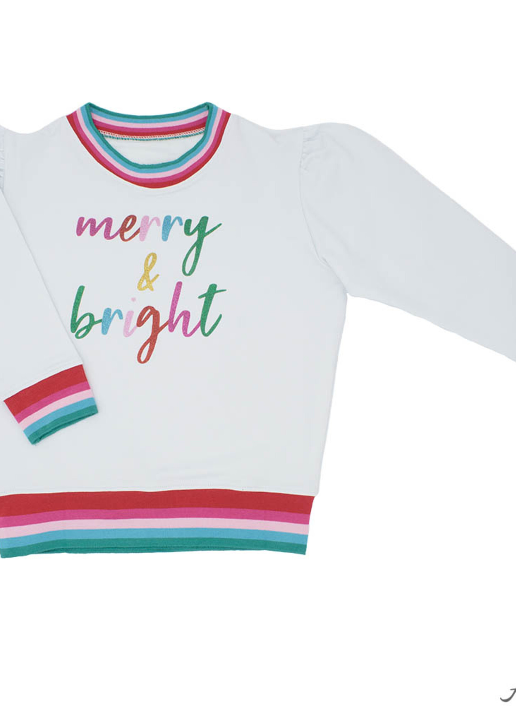 AZARHIA Holly Sweatshirt White with Glitter Merry & Bright