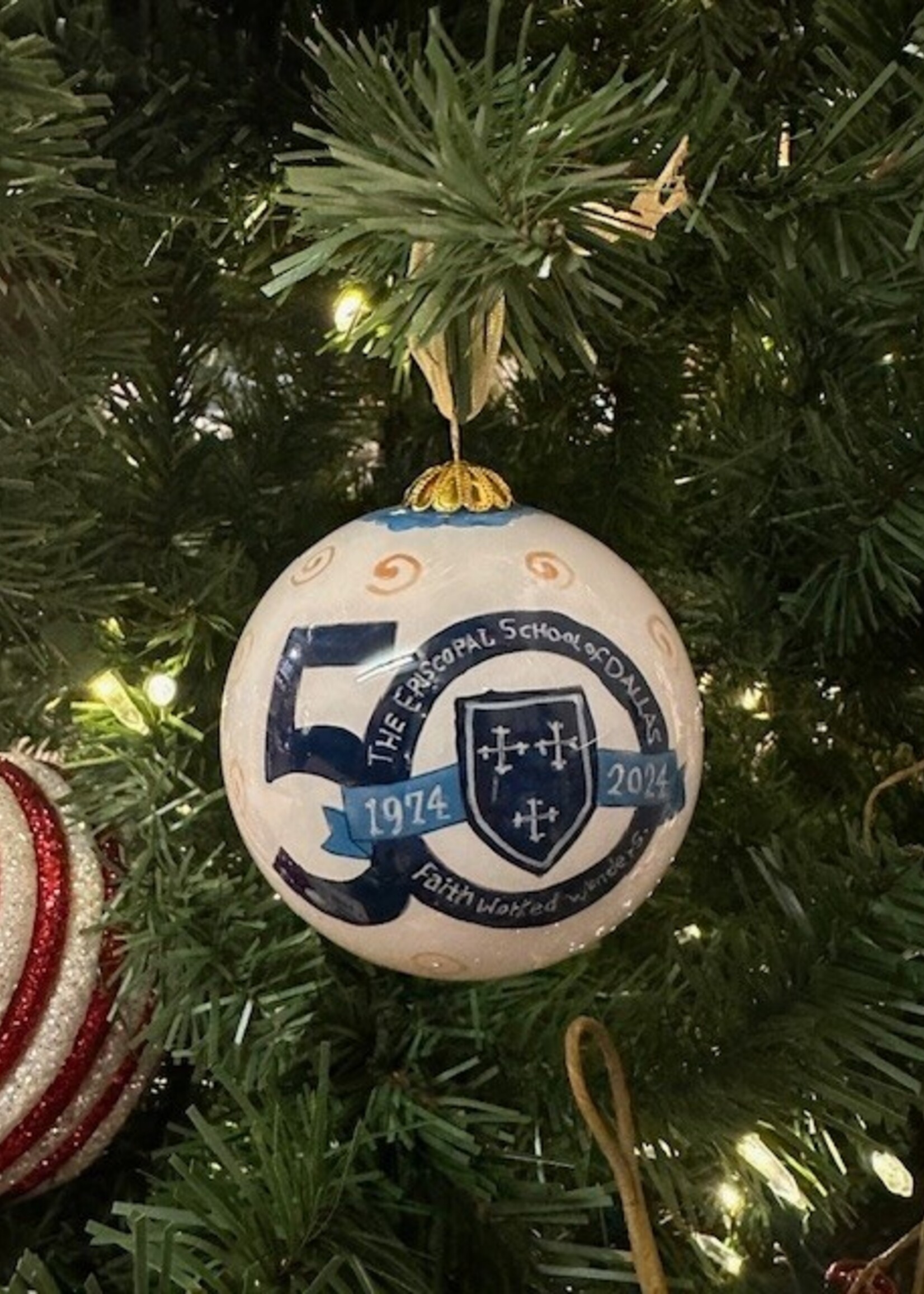 Kitty Keller 50th Anniversary Glass Ornament