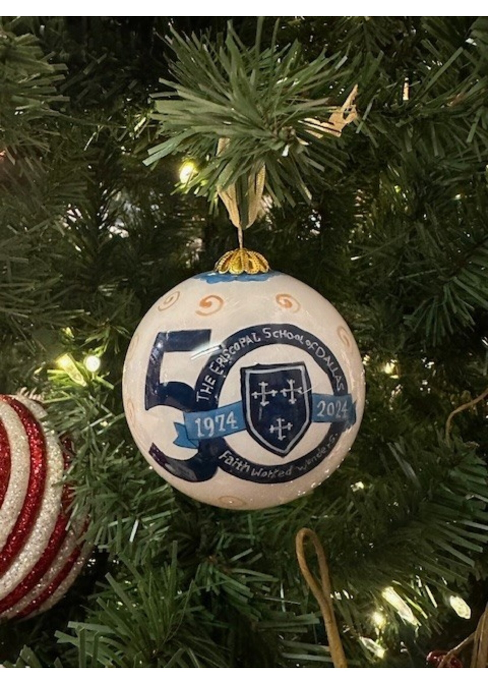 Kitty Keller 50th Anniversary Glass Ornament