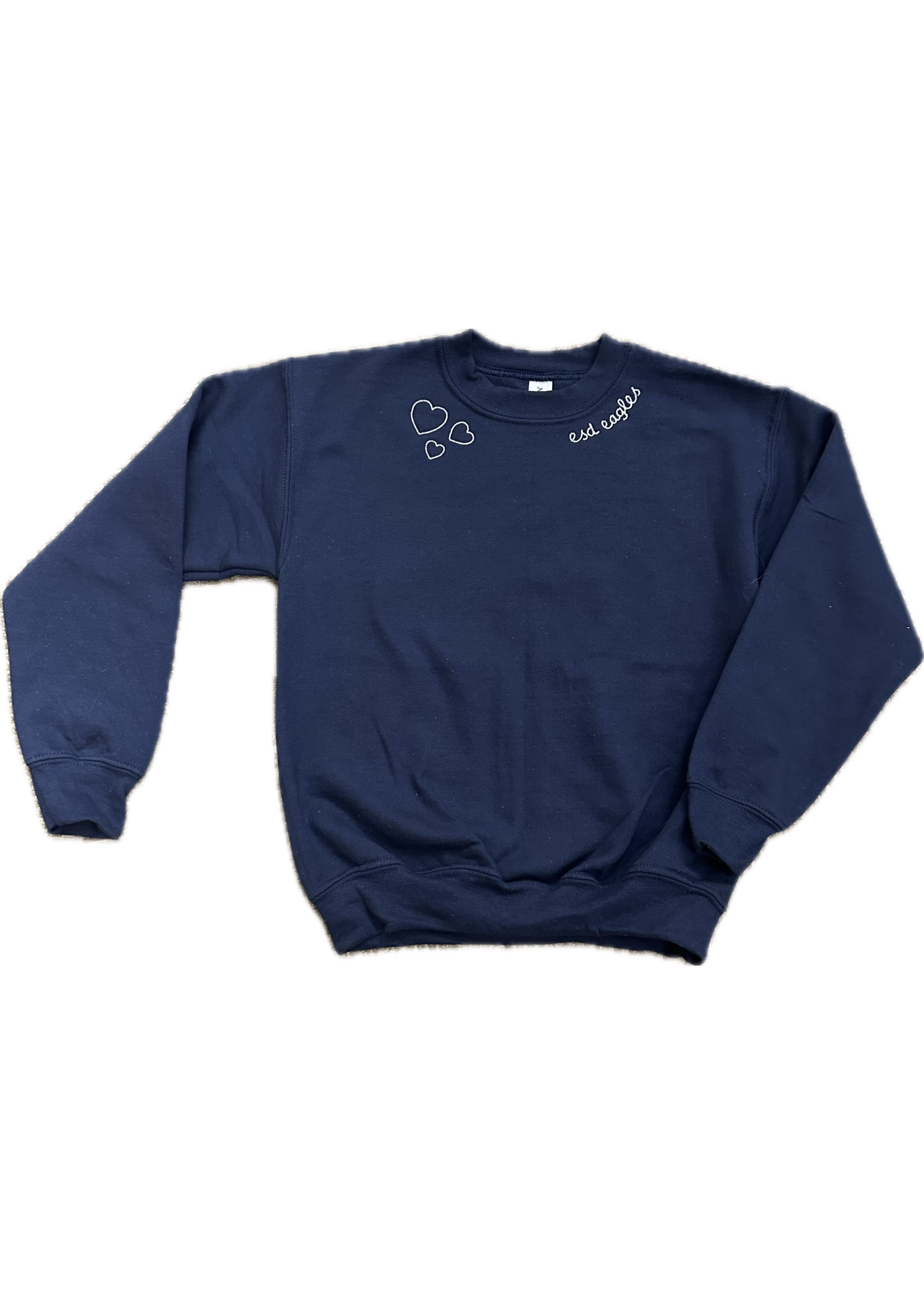 3 Heart Embroidered Crew Neck