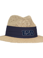 ahead Wellington Straw Fedora with Navy Band ESD #ST3K