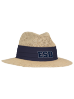 ahead Wellington Straw Fedora with Navy Band ESD #ST3K