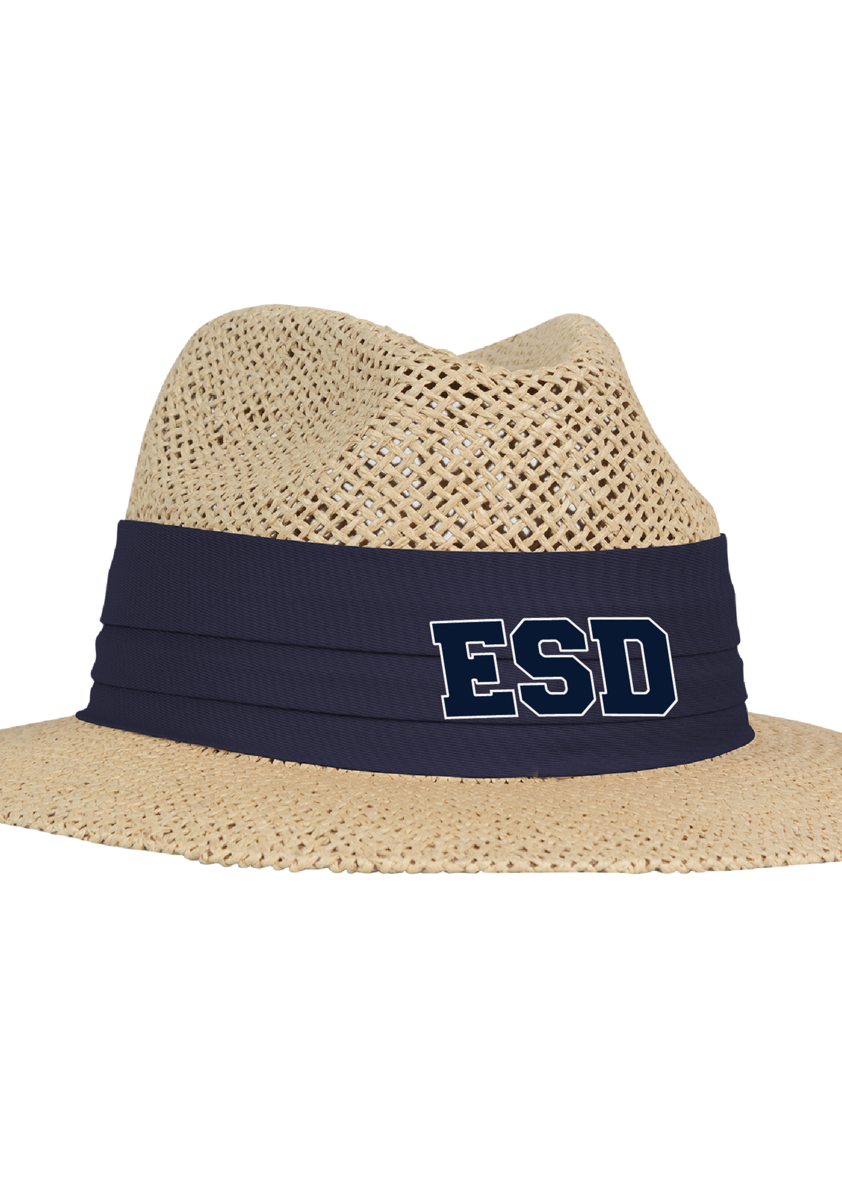 ahead Wellington Straw Fedora with Navy Band ESD #ST3K