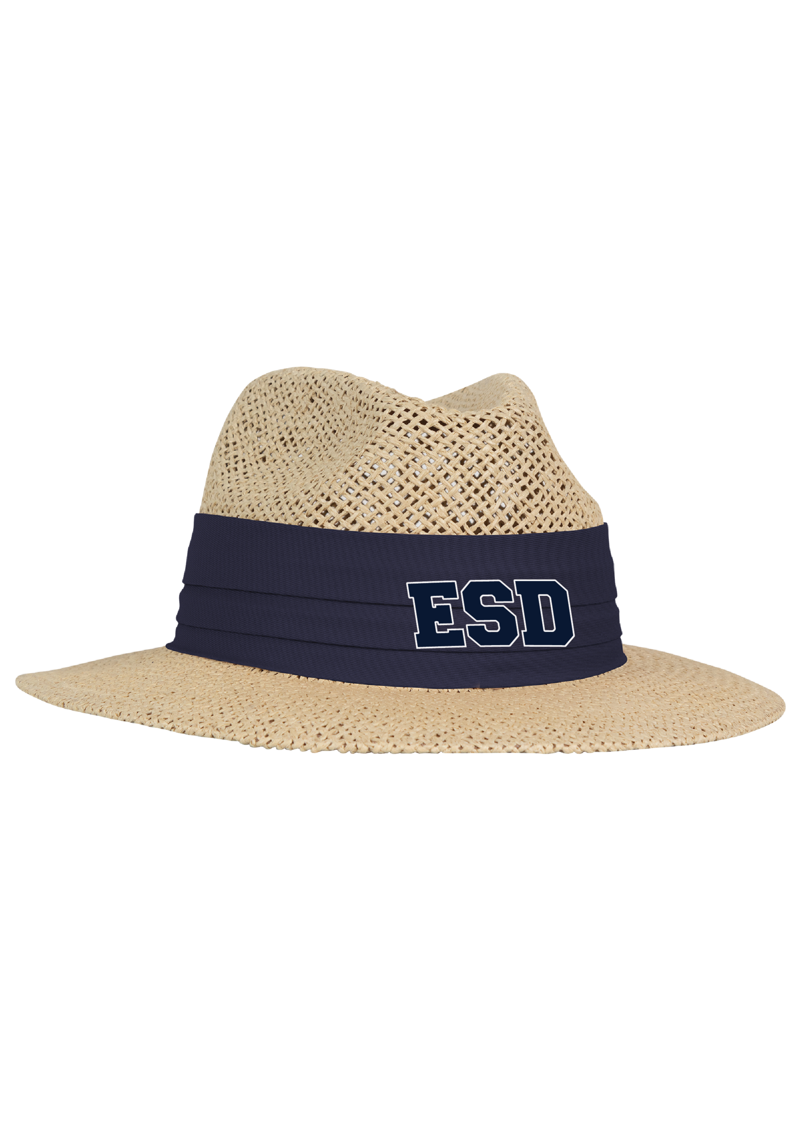 ahead Wellington Straw Fedora with Navy Band ESD #ST3K