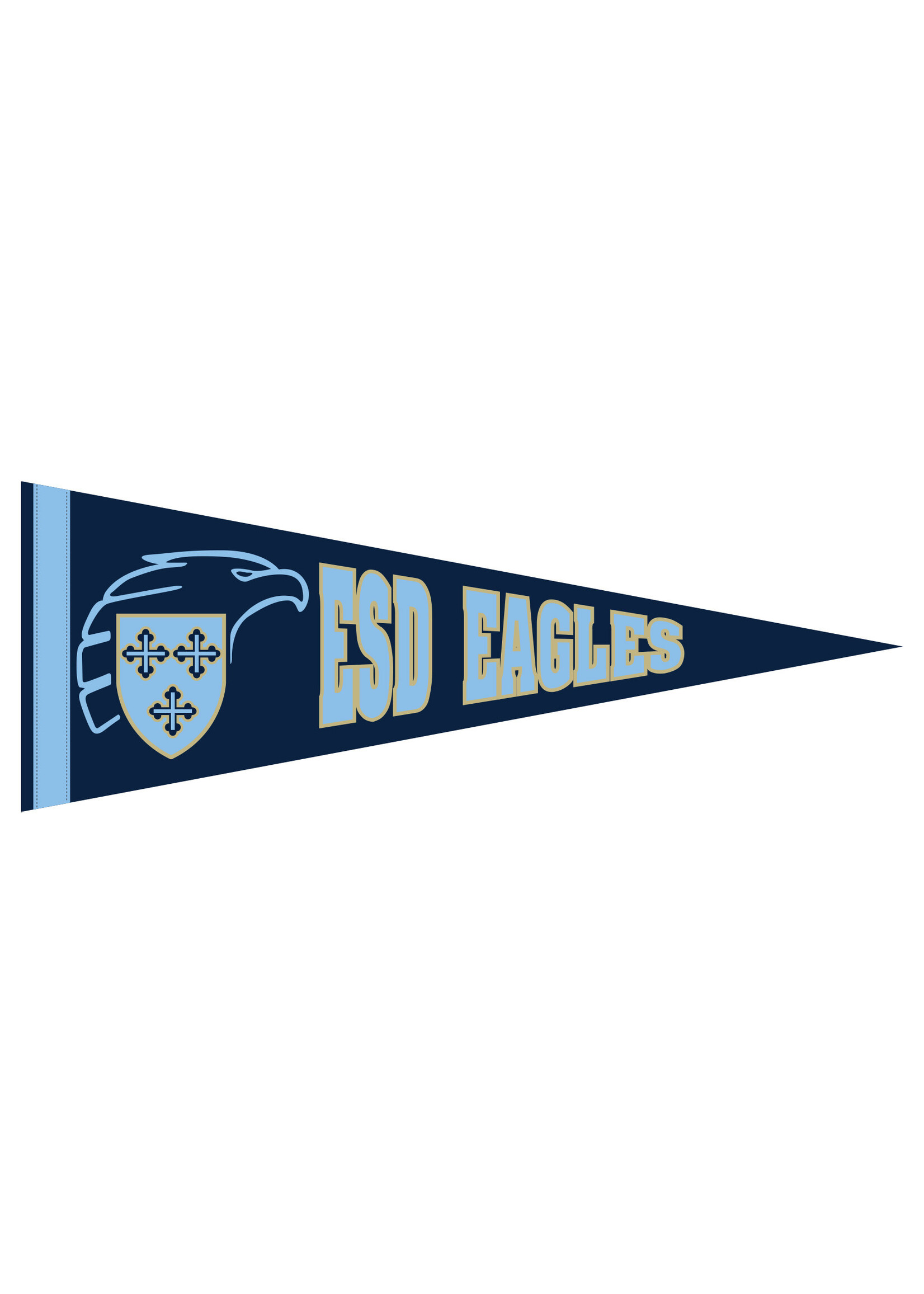 Neil Enterprises Neil Enterprises 9x24 Navy Pennant with Lt Blue and Gold