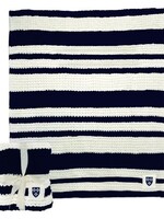 Logo Brands Cable Knit Throw Ivory and Navy