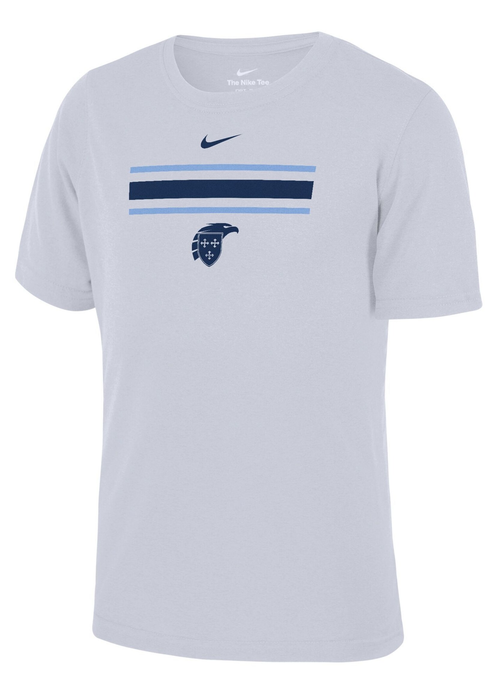 Nike NIKE Legend Tee WHT with Navy and Lt Blue Stripes