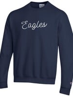 Champion Youth PB Fleece Crew Navy with Script Eagles