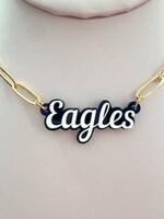 Fan Glam Script Charm Necklace EAGLES
