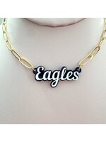 Fan Glam Script Charm Necklace EAGLES