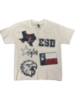 6J Custom Cut Crew w Cluster Sequin App White