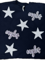 6J Custom Cut Crew w Cluster Sequin App Navy