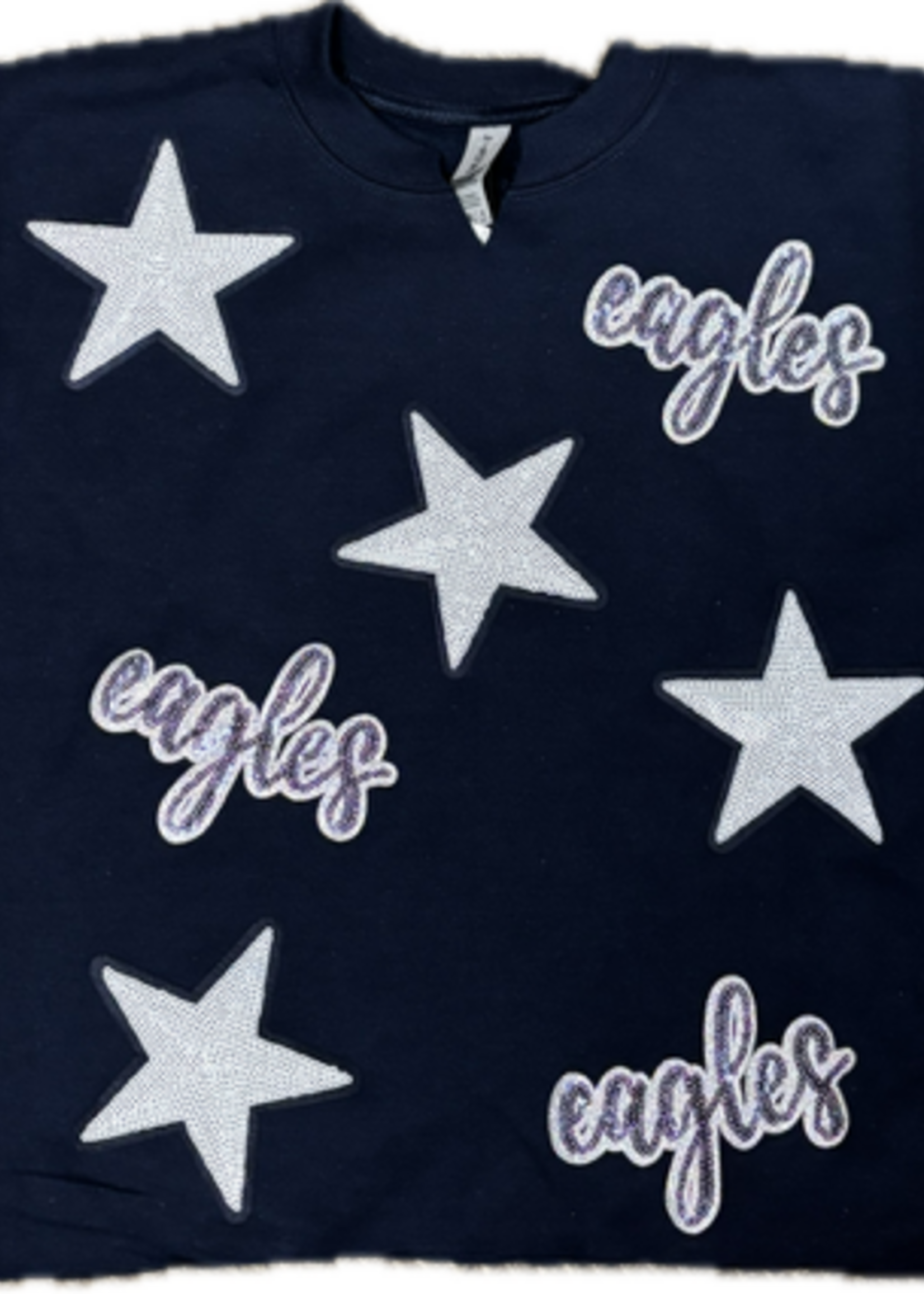 6J Custom Cut Crew w Cluster Sequin App Navy