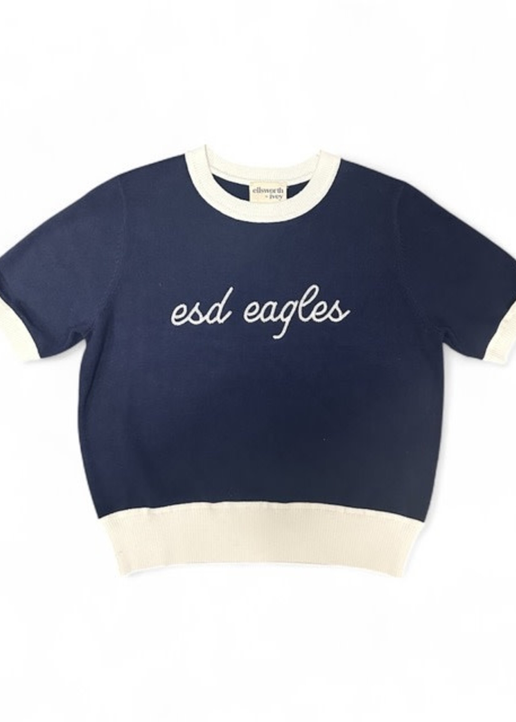 Ellsworth + Ivey SS Sweater Navy/White with Chainstitch eagles