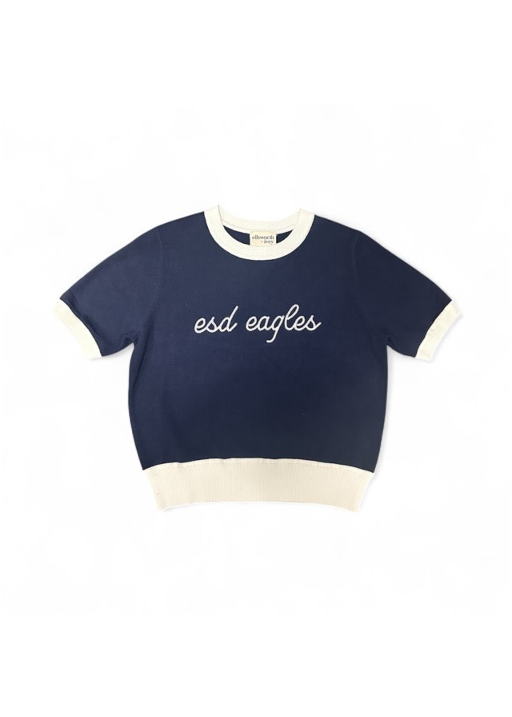 Ellsworth + Ivey SS Sweater Navy/White with Chainstitch eagles