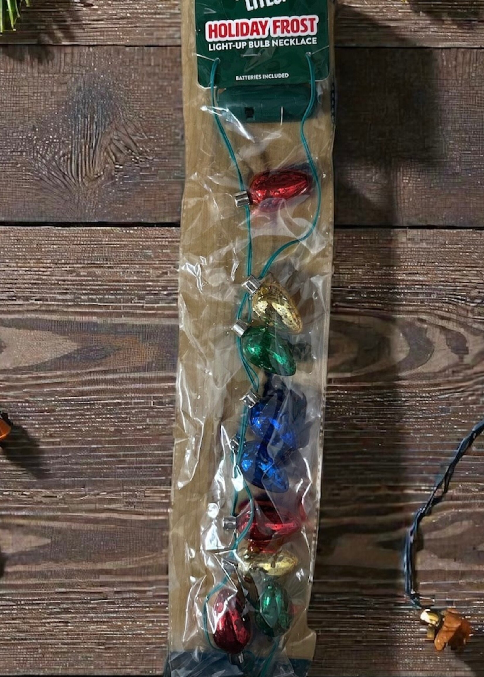 Light Up Holiday Frost Bulb Necklace
