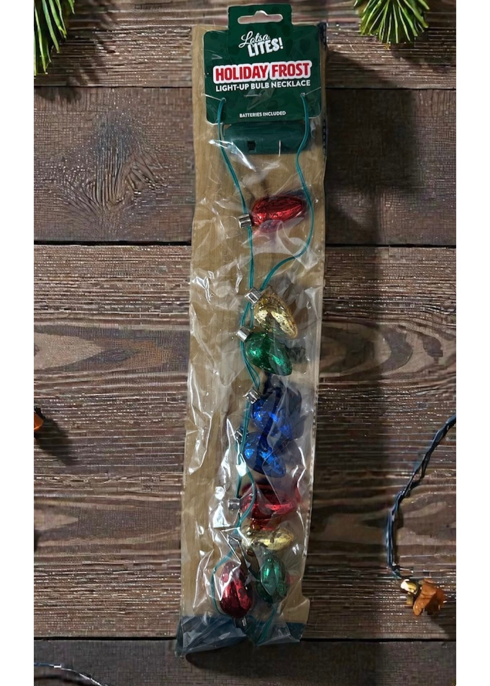 Light Up Holiday Frost Bulb Necklace