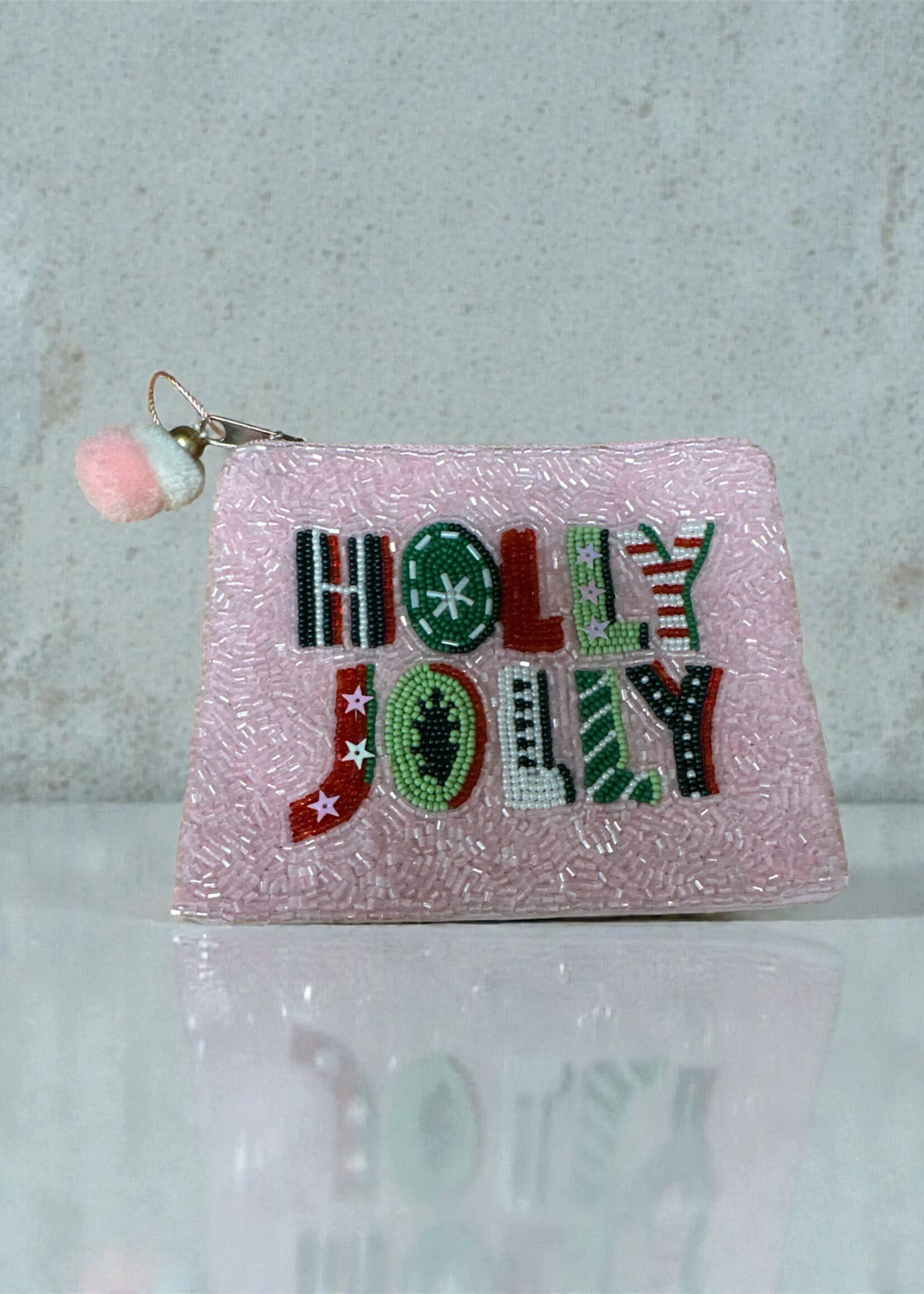 Fan Glam Beaded Coin Bag Holly Jolly
