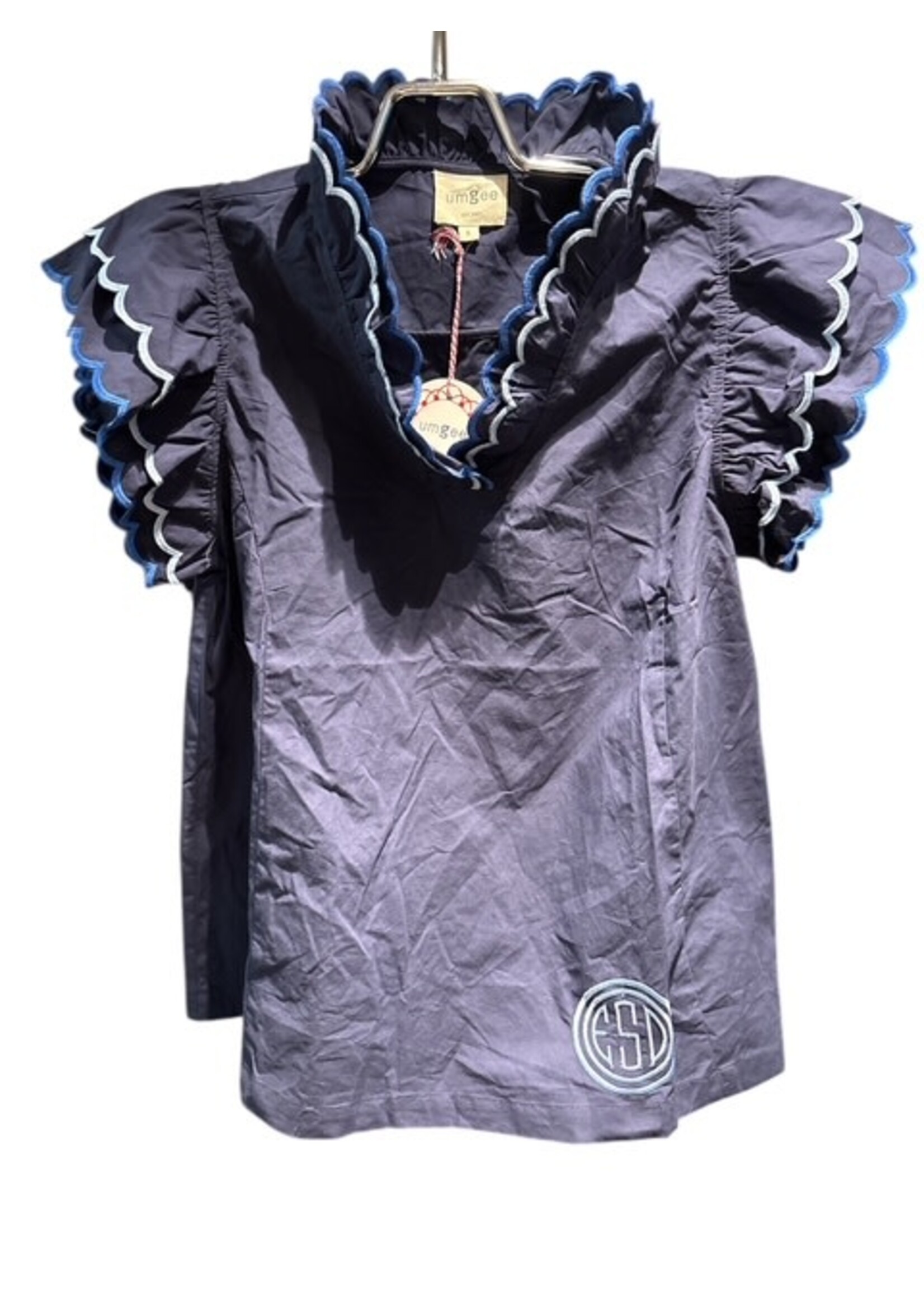 UMGEE SCALLOP RUFFLE TRIM NAVY/LT BLUE