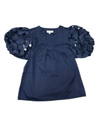 THML Navy Eyelet Puff Sleeve Blouse