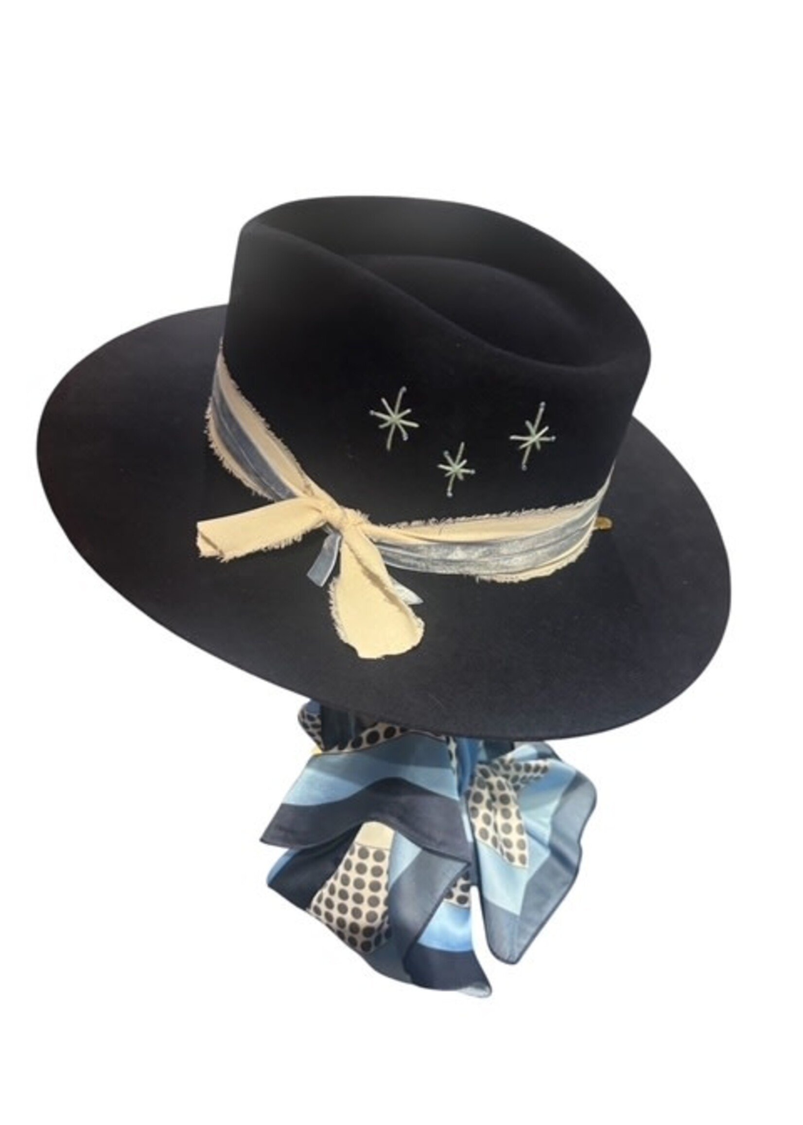 CS Custom Hat Navy Felt with Light Blue