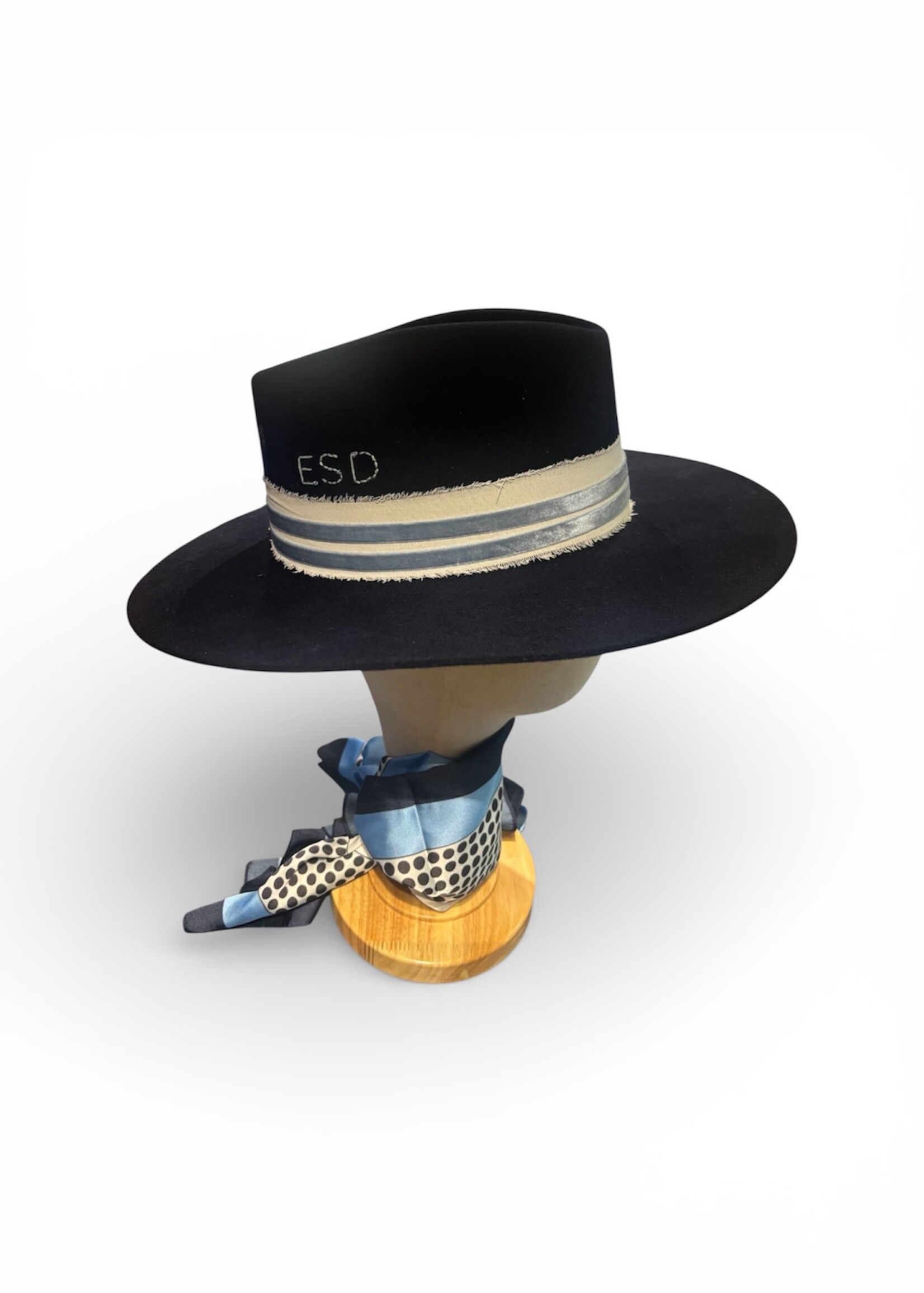 CS Custom Hat Navy Felt with Light Blue
