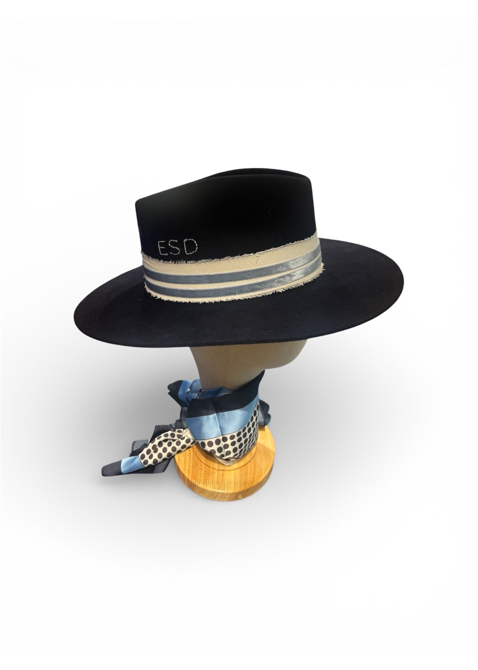 CS Custom Hat Navy Felt with Light Blue