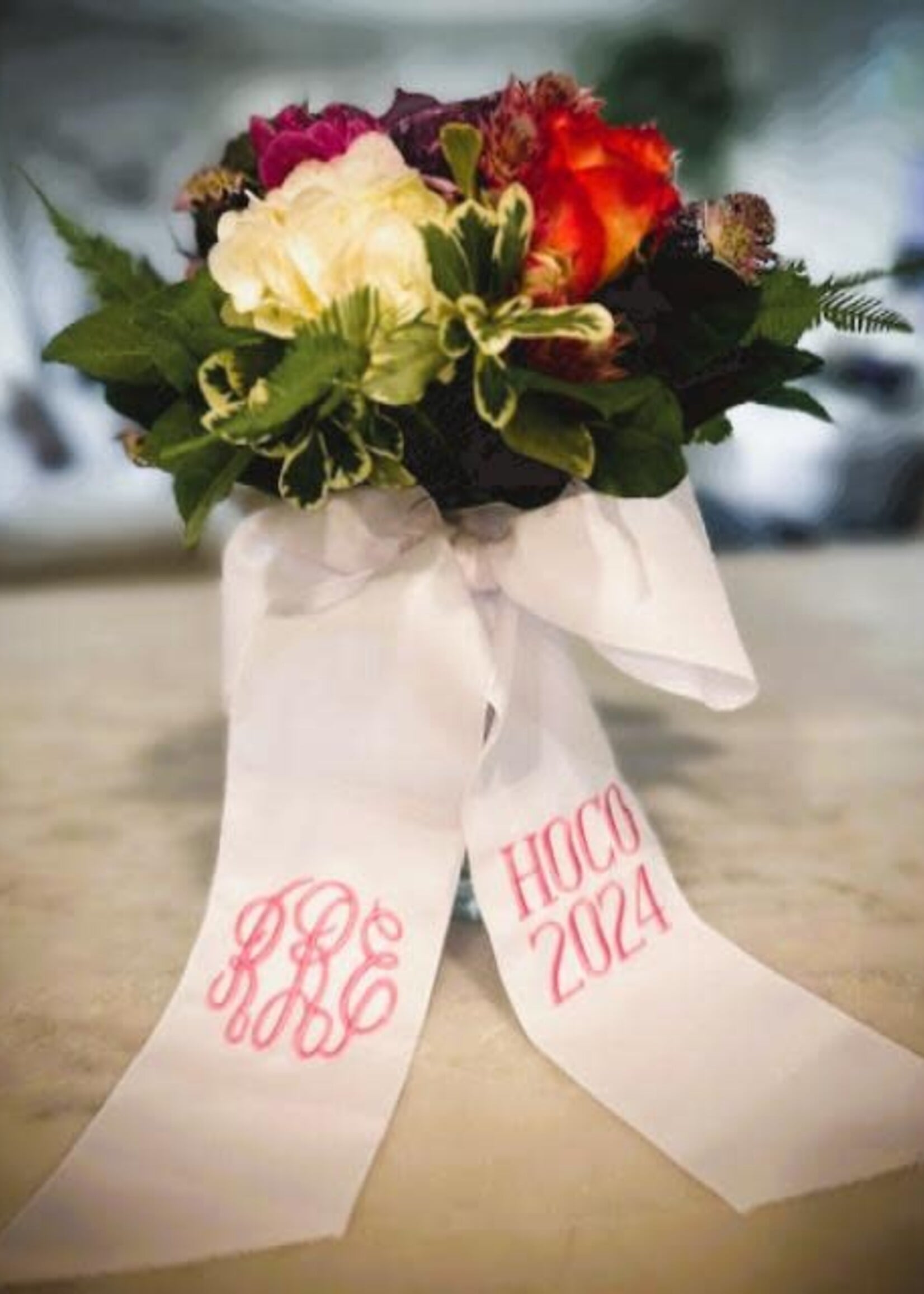 2026 Monogrammed HOCO Bouquet Ribbon - Tied Bow Length