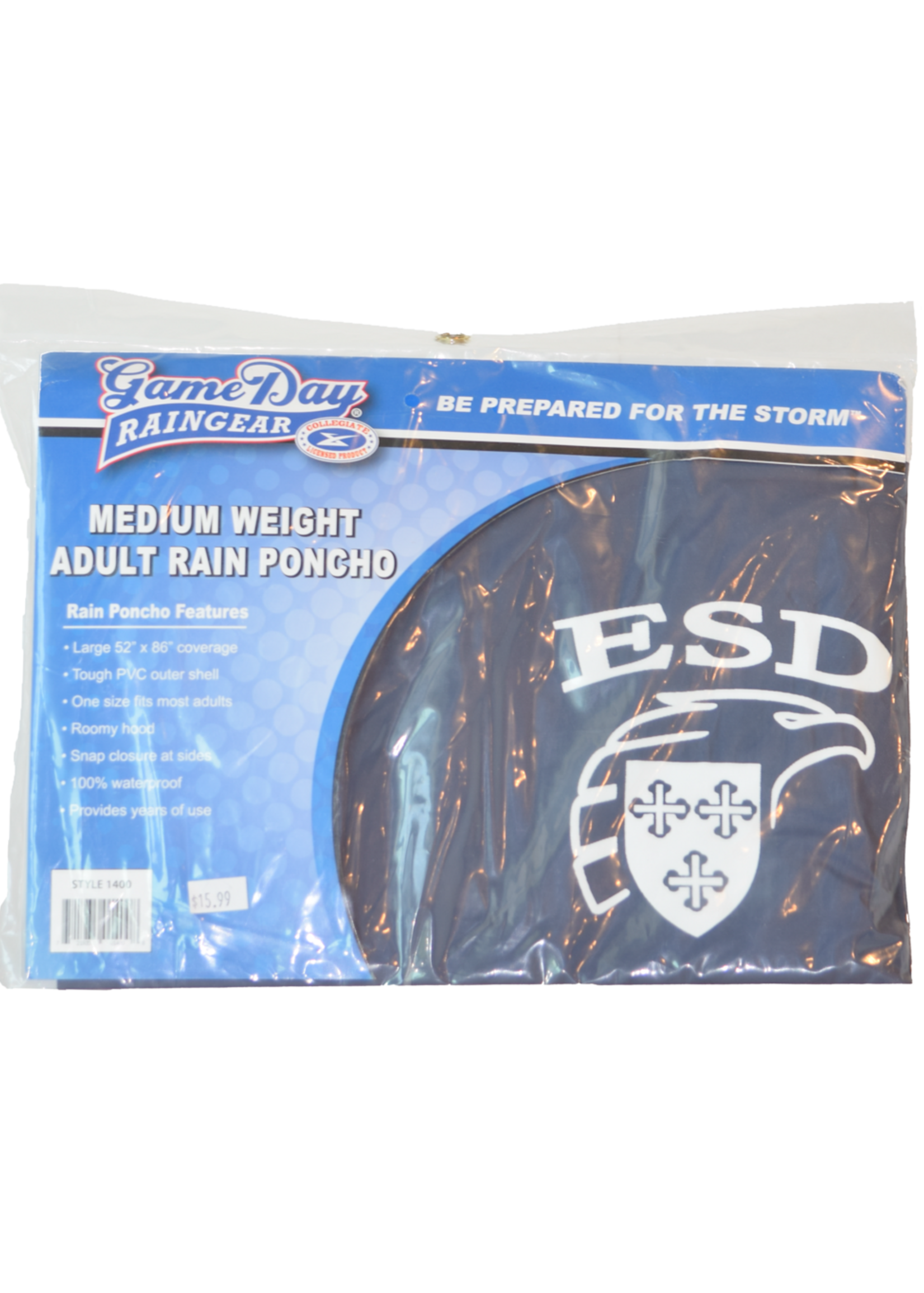 Storm Duds Rain Poncho Navy with Eagle Shield #140