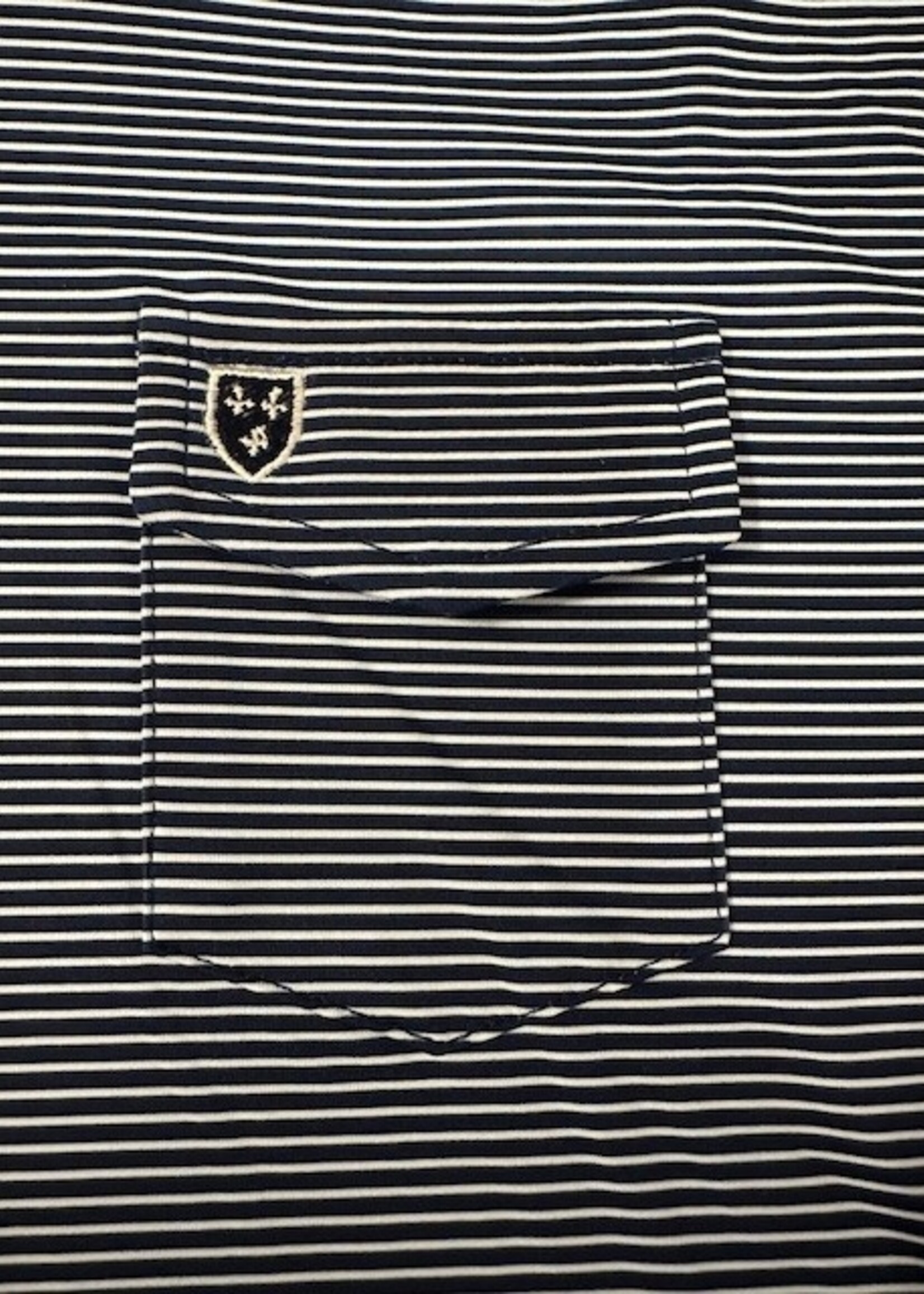 Parker & Hyde Men's Polo with Shield Navy/White Stripe