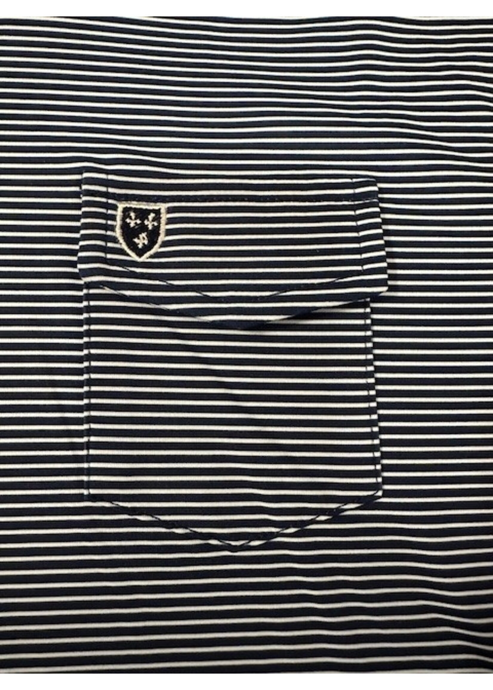 Parker & Hyde Men's Polo with Shield Navy/White Stripe