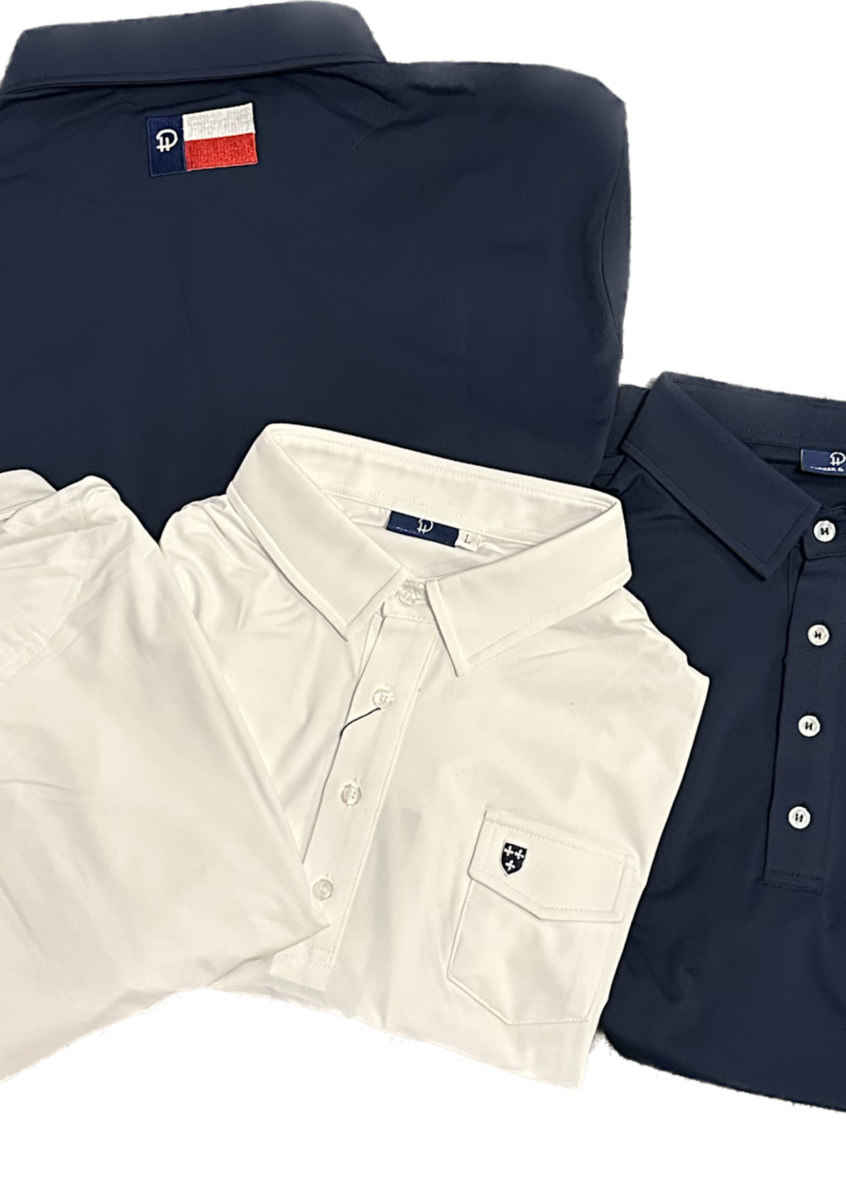 Parker & Hyde Men's Polo with Shield Navy/White Stripe