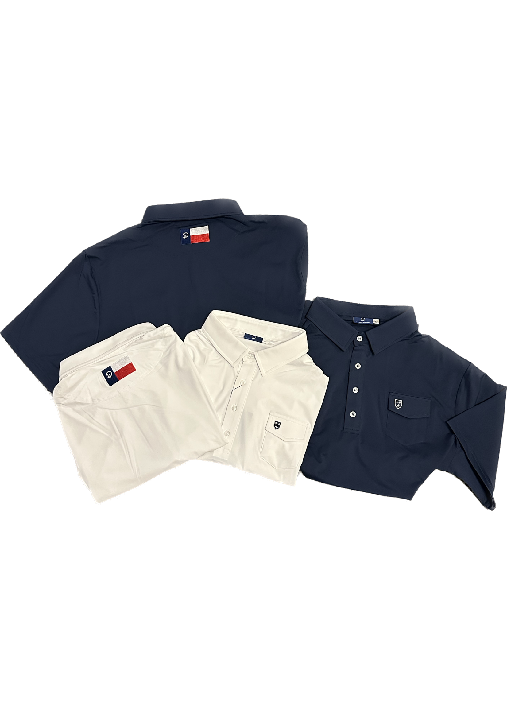 Parker & Hyde Men's Polo with Shield Navy/White Stripe